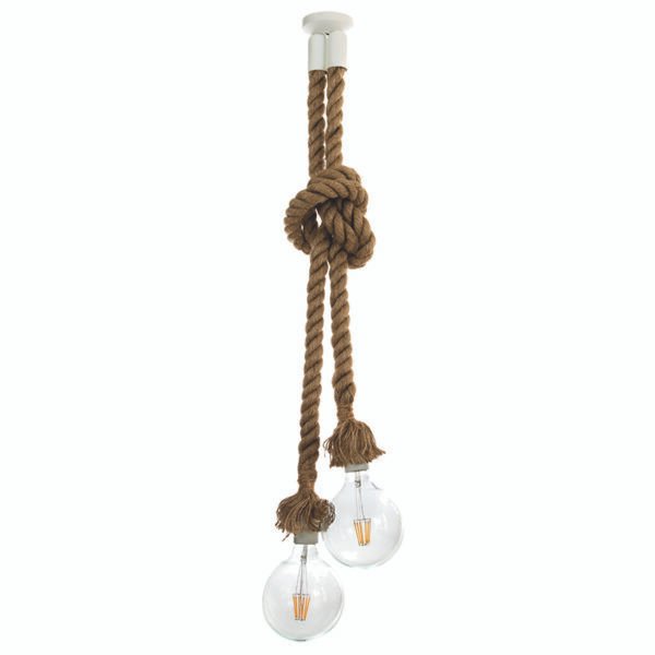 InLight Κρεμαστό φωτιστικό από καφέ σχοινί (4381-2-WH)