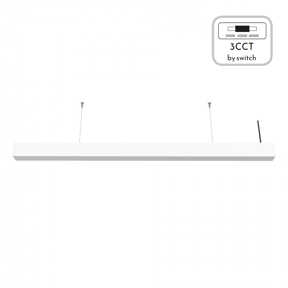 InLight Κρεμαστό φωτιστικό LED 50W 3CCT (By Switch) από αλουμίνιο σε λευκή απόχρωση D:150cm (6072-150-WH)