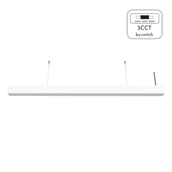 InLight Κρεμαστό φωτιστικό LED 30W 3CCT (By Switch) από αλουμίνιο σε λευκή απόχρωση D:90cm (6072-90-WH)