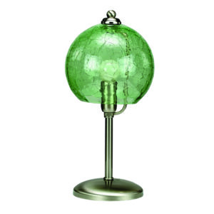 InLight Επιτραπέζιο φωτιστικό από νίκελ ματ μέταλλο και πράσινο κρακελέ γυαλί 1ΧE14 D:37cm (3366-Πράσινο)