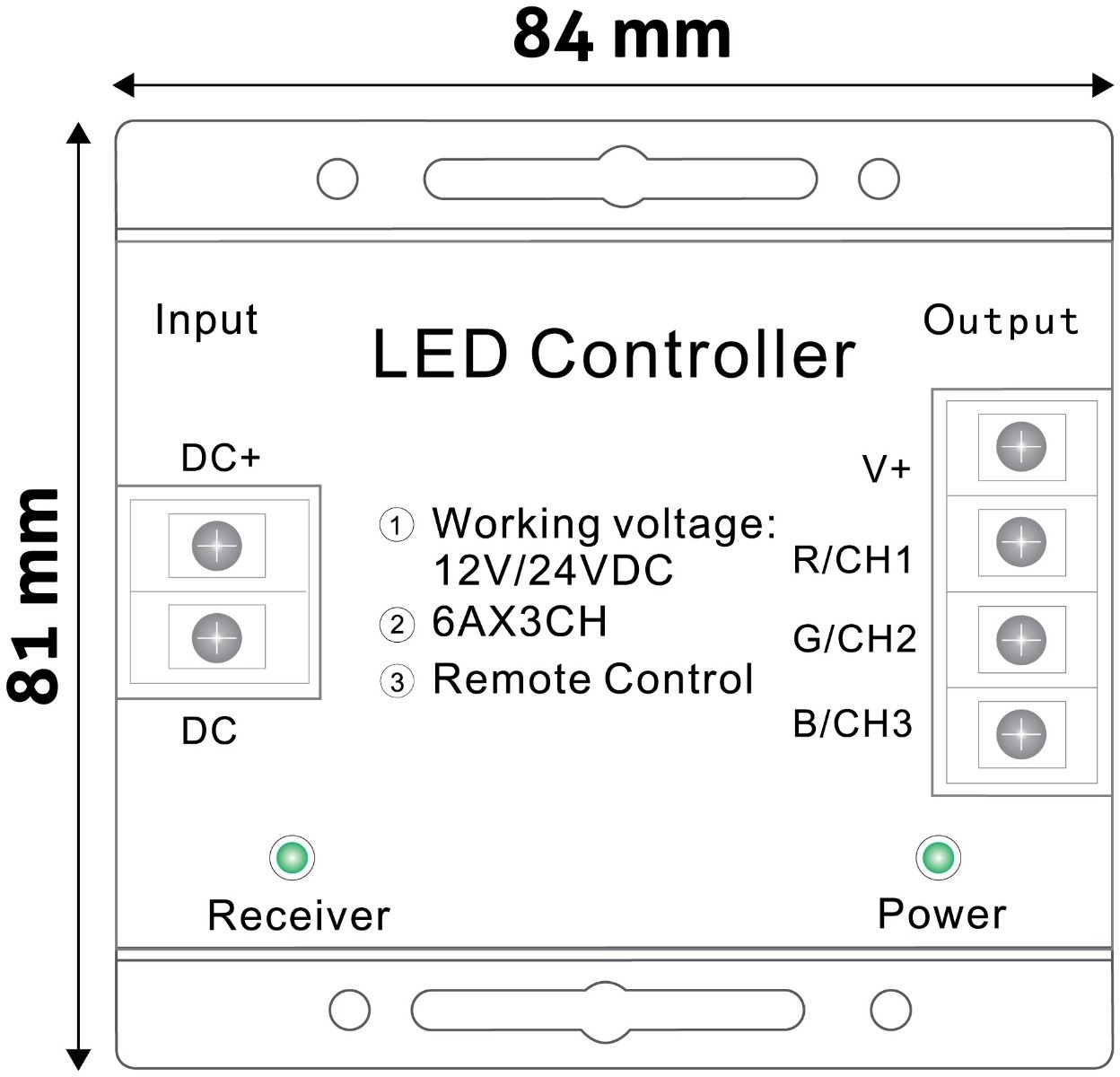 Avide LED Ταινία 12V 216W RGB 6 Πλήκτρα RF Τηλεχειριστήριο Αφής και Ελεγκτής