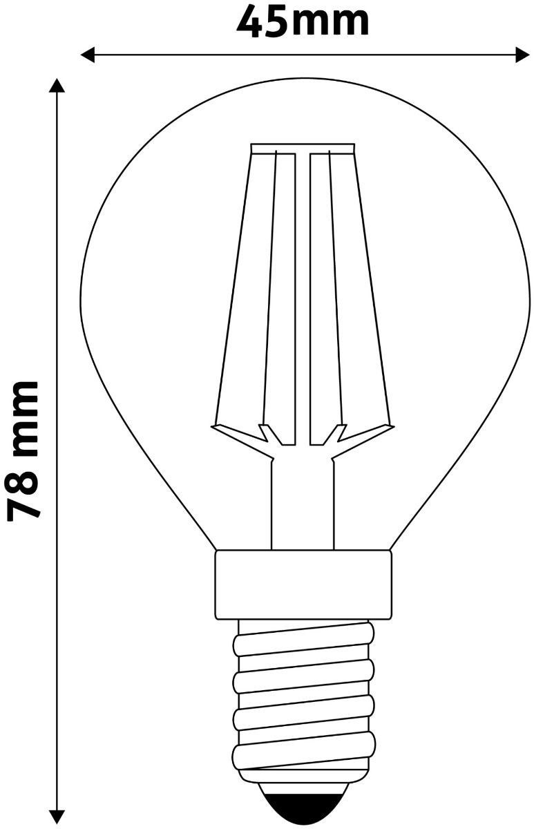 Avide LED Filament Στρογγυλή 2W E14 Θερμό 2700K